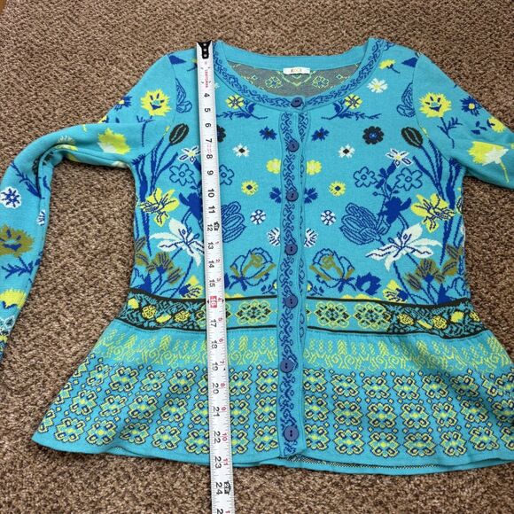 Kooi Women's Boho Floral Button Cardigan 100% Cotton Retro Hippie Size M EUC - Picture 10 of 10